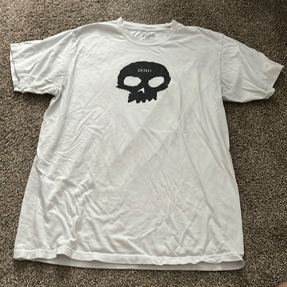 white zero skate brand tee